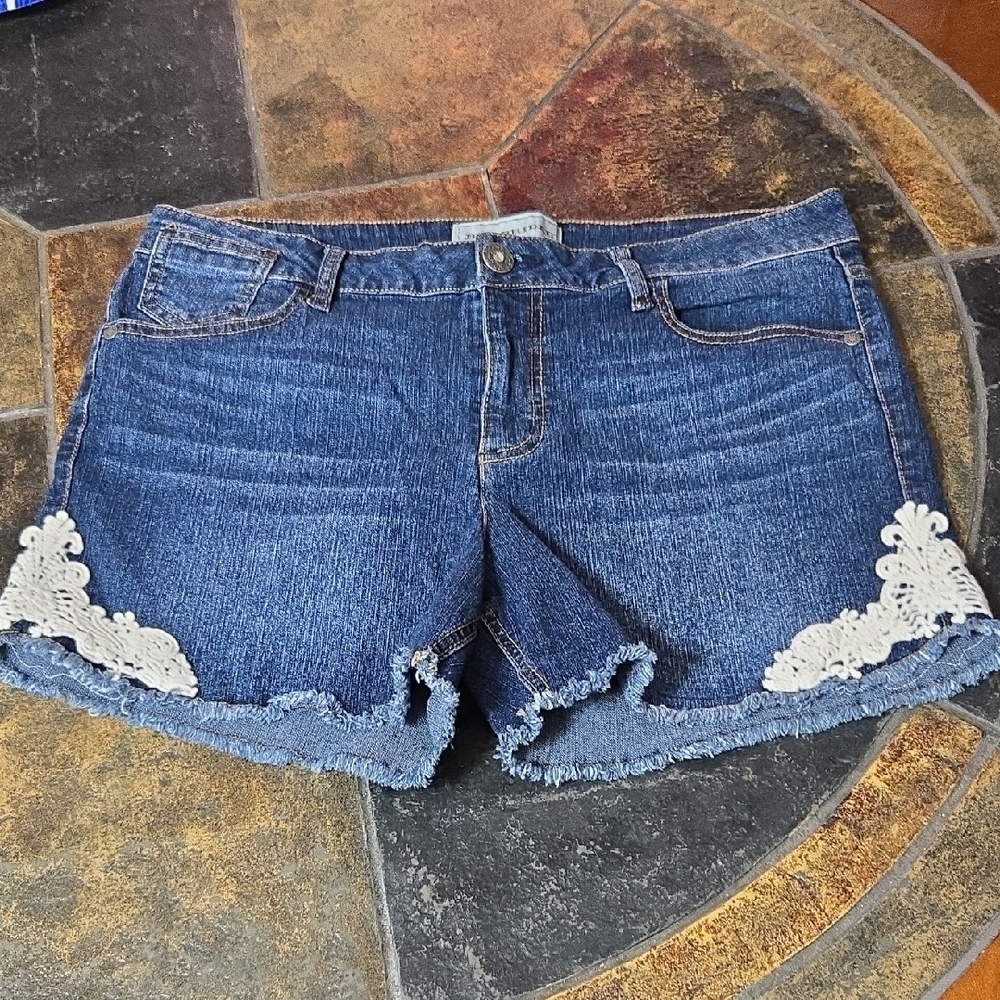 Bit And Bridle Denim Shorts with Lace Trim Size 12